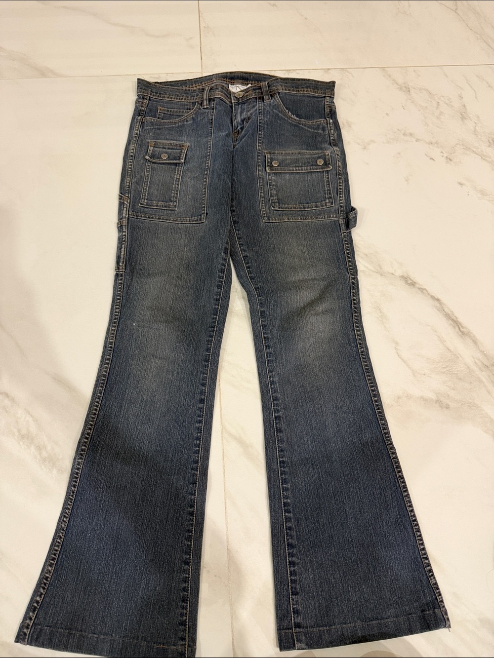 Calvin Klein Jeans Women's Blue Flare Carpenter-Style Jeans